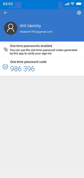 Microsoft Authenticator Screen 3
